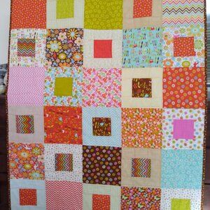 🎄🎁🎄Handmade Colorful Quilt: Birds, Flowers, Chevron Design